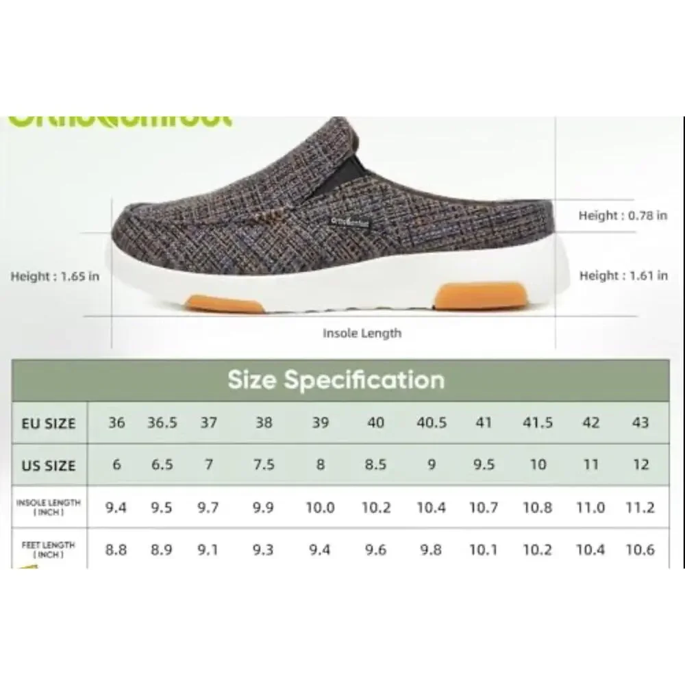 OrthoComfoot Woman’s Slip-ons,Plantar Fasciitis, Foot & Heel Pain Relief Sz. 8